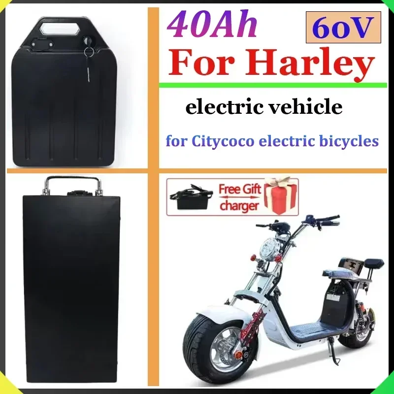 18650 60V 40Ah Electric Motorcycle Lithium Battery Pack CELL 300-1000W Suitable for Citycoco Electric Bicycles and Motorcycles