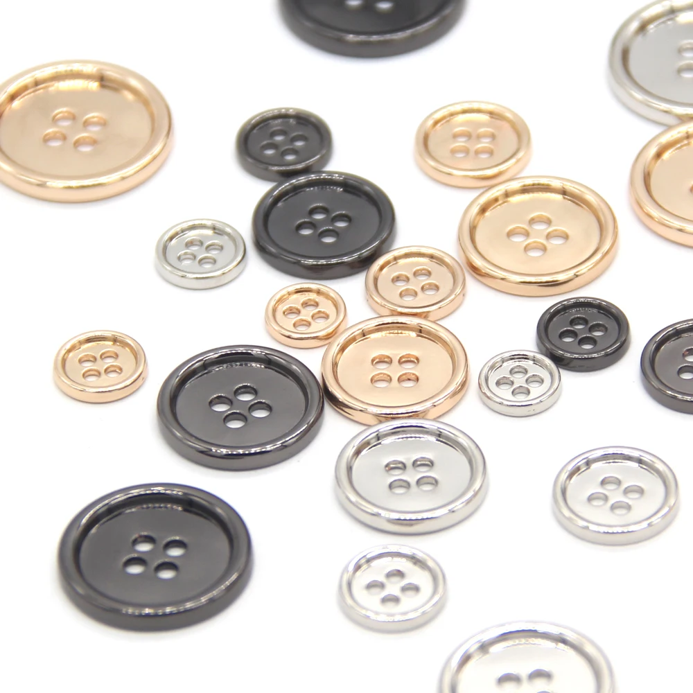 HENGC 4 Holes Light Metal Buttons For Clothing Coat Suit Jacket Knit Bags High Quality Handmade Decorations Sewing Accessories