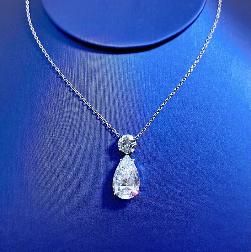 Kropla wody Moissanite wisiorek diamentowy 100% prawdziwe 925 srebro wesele wisiorki naszyjnik dla kobiet biżuteria zaręczynowa