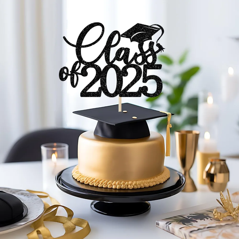 1 Pack Class of 2025 Cake Topper, 2025 Graduation Party Decoration, Congratulations Graduation, Happy Graduation Party Decor