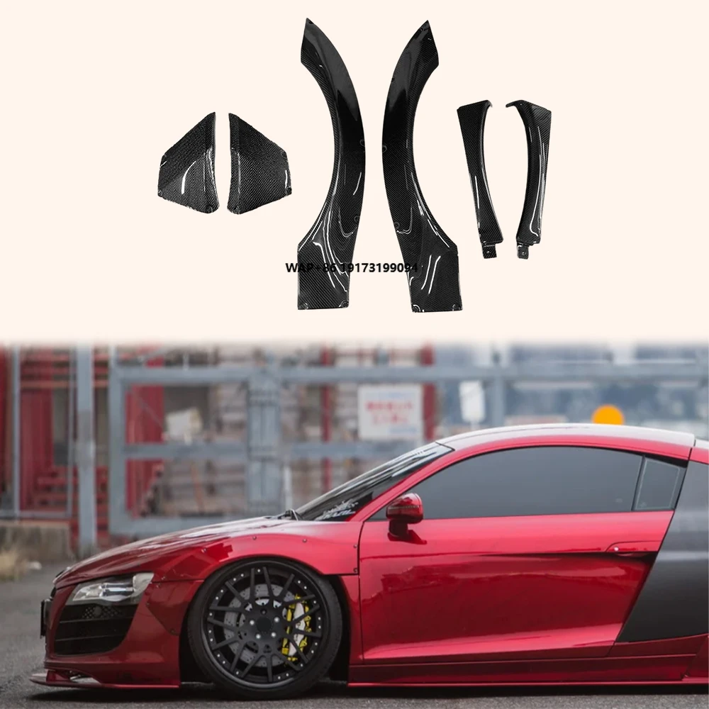 

Для Audi R8 Type 42 07-15: Карбоновые расширители передних арок (стиль LBS), 6 шт.