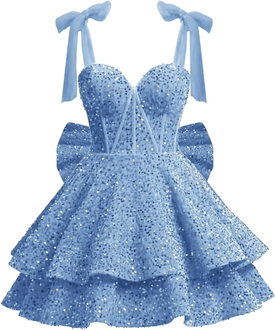 

Sparkly Sequin Homecoming Dresses with Bow 2025 A Line Short Corset Formal Cocktail Gown Cocktail Dress Above Knee , Mini