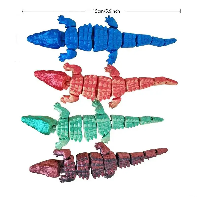 Modern articulated crocodile sculpture, 3D printed with movable joints, the perfect holiday gift.