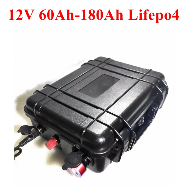 Waterproof 12V 60Ah 80Ah 100Ah 120Ah 130Ah 150Ah 180Ah Lifepo4 Battery with BMS for Trolling Motor Solar System+10A Charger