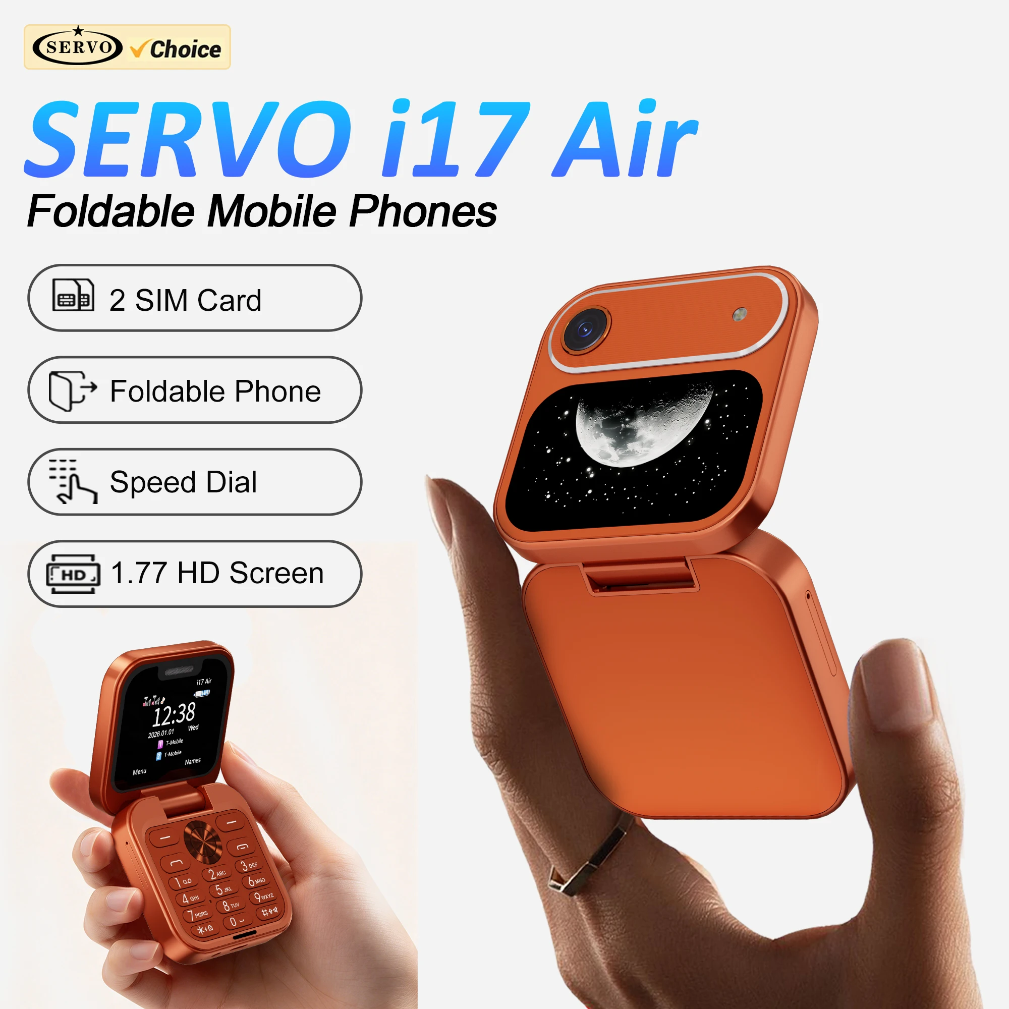 SERVO Mini Fold Cellphone Dual SIM Speed Dial Magic Voice Blacklist FM Radio Flashlight 2G GSM 1.77’’ Screen Small Phone