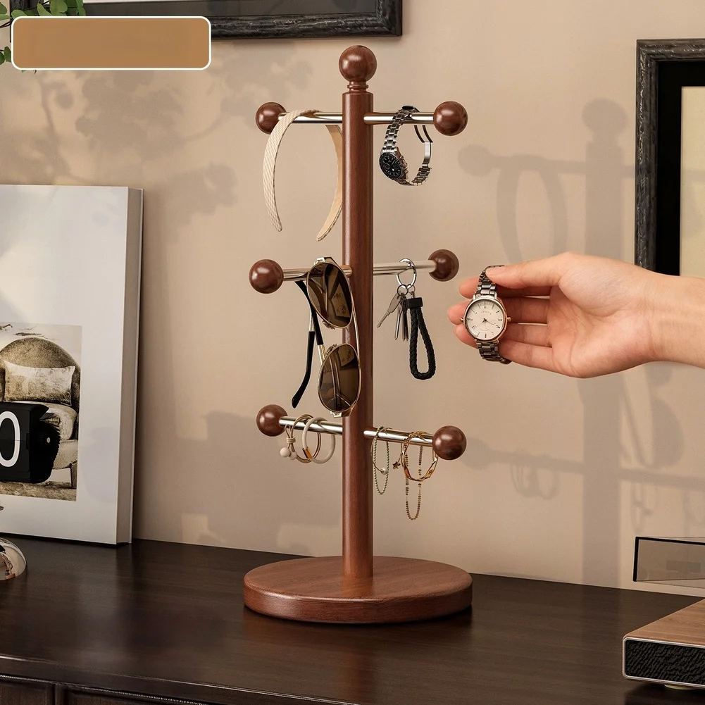 For Daily Key Storage Solid Wood Shelf Jewelry Holder Solid Wood Organizer For Entryway Ebony Wood Construction