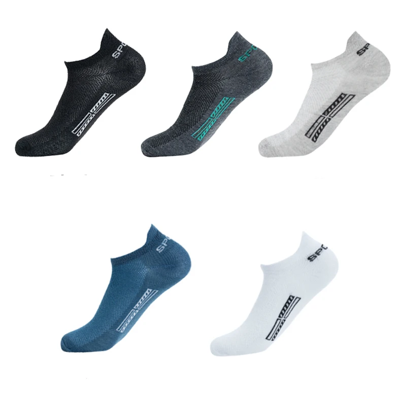 5 Paare/los Hohe Qualität Männer Ankle Socken Atmungsaktive Baumwolle Sport Mesh Casual Sportlich Dünne Geschnitten Kurze Sokken Plus Größe