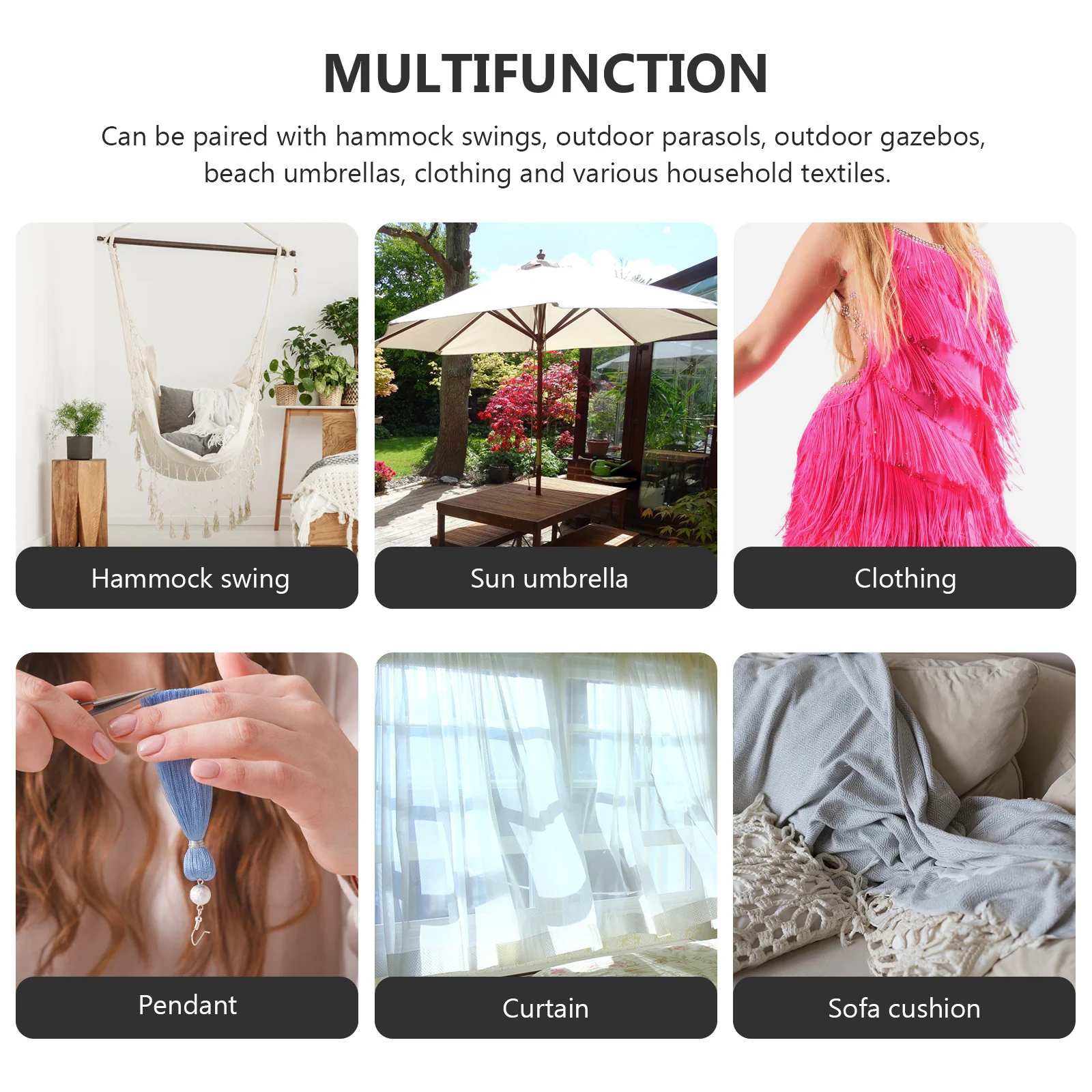 

1 Roll Curtain Fringe Trim 10M Polyester Tassel Edging For Diy Home Decor Sofa Cushion Clothing Beach Umbrella Craft Trim