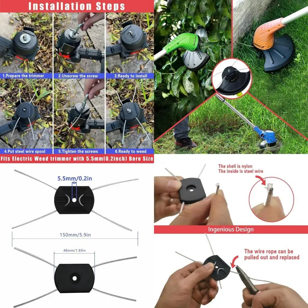 

R9UF 10pcs Lawn Trimmer Replacement Head Nylon Steel Wire for Garden Yard Maintenance