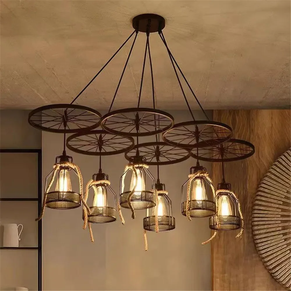 TEMAR American Retro Pendent Lamp Industrial Wind Living Room Restaurant Loft Clothing Store Cafe Bar Box Homestay Chandelier