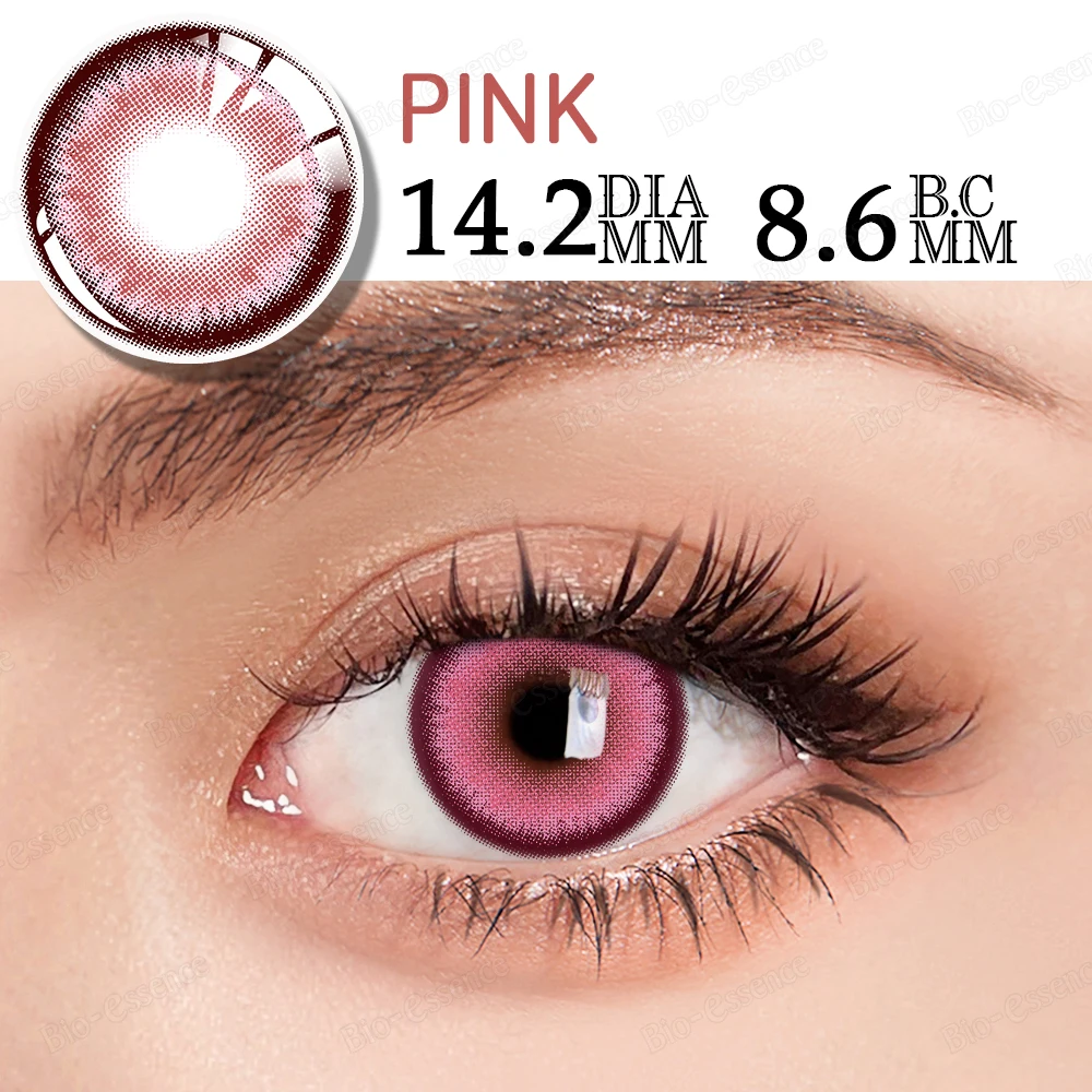 Bio-essence Pink Lenses 1 Pair Colored Contact Lenses for Eyes Anime Accessories Anime Lenses Cosplay Lenses Nezuko Colorcon