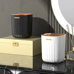 Desktop Trash Can Office Coffee Table Storage Bucket Light Luxury Wind Uncovered Living Room Paper Basket with Pressure Ring