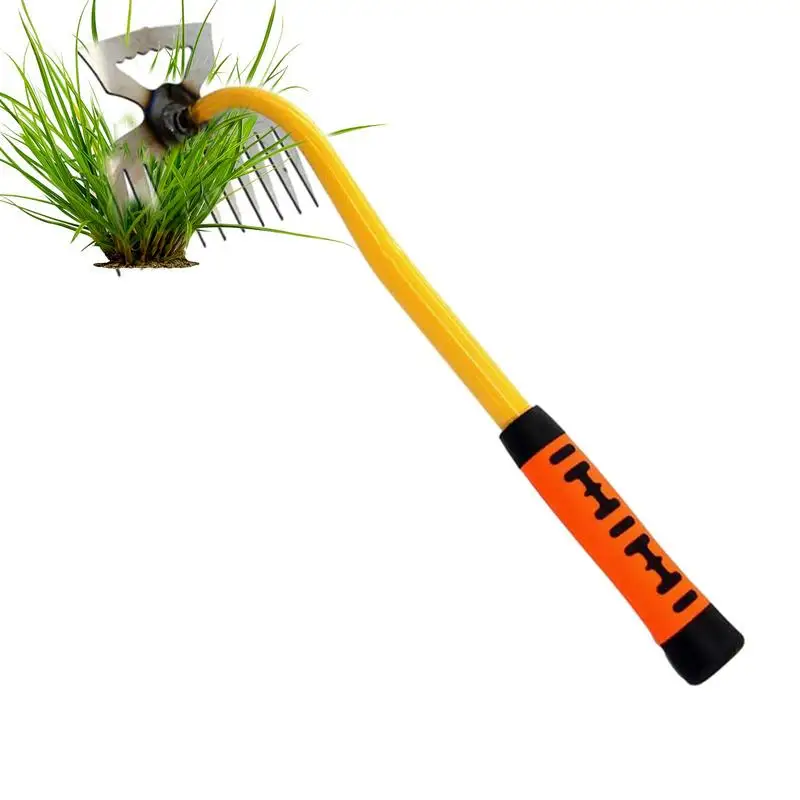 

2 In 1 fied work Hand Weeder Hoe Garden Uprooting Weed Remover With Long Handle Manual Multi-Teeth Weeding Tool With Weed Puller