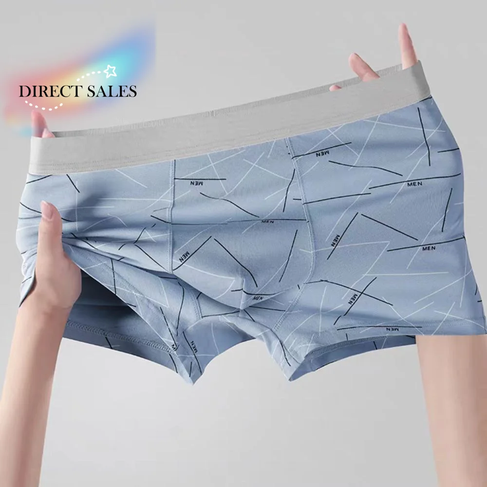 

5Pcs Stripe Letter Men's Flat Panties Mid Waist Seamless Simple Boxers Shorts Large Size Underpants Men's Underwear Gifts