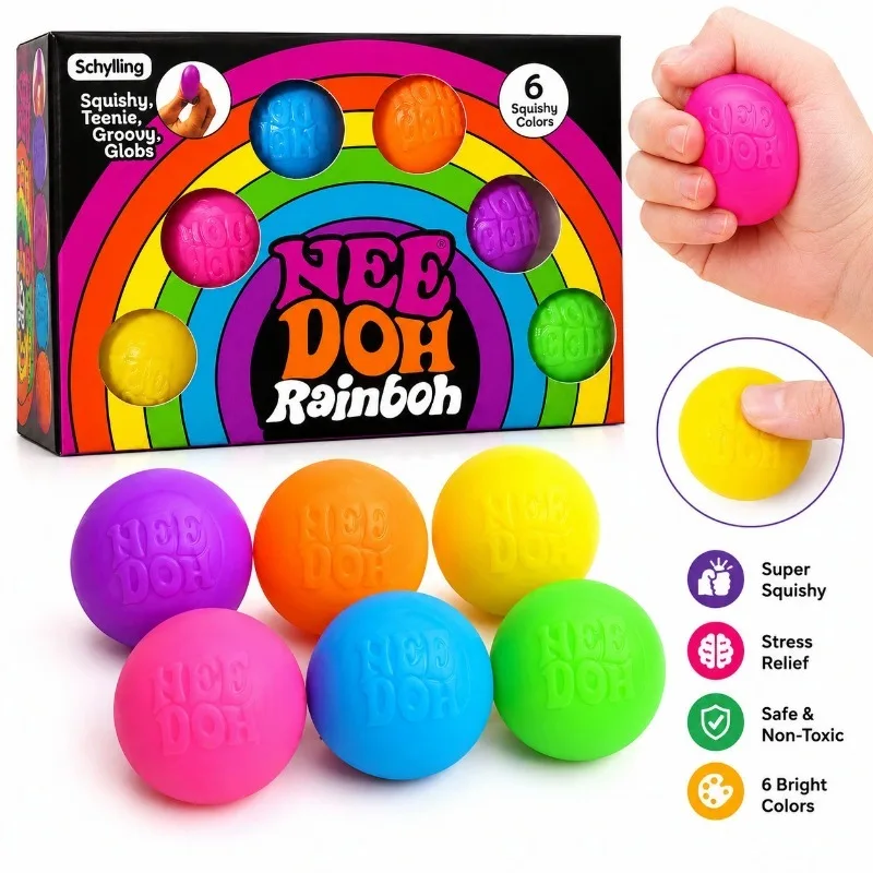 Neuer Schylling Rainbow Teenie Stressball Fidget Anhänger Überraschungs-Blindbox Anti-Stress Sensorisches Quetschspielzeug Party Geburtstagsgeschenke