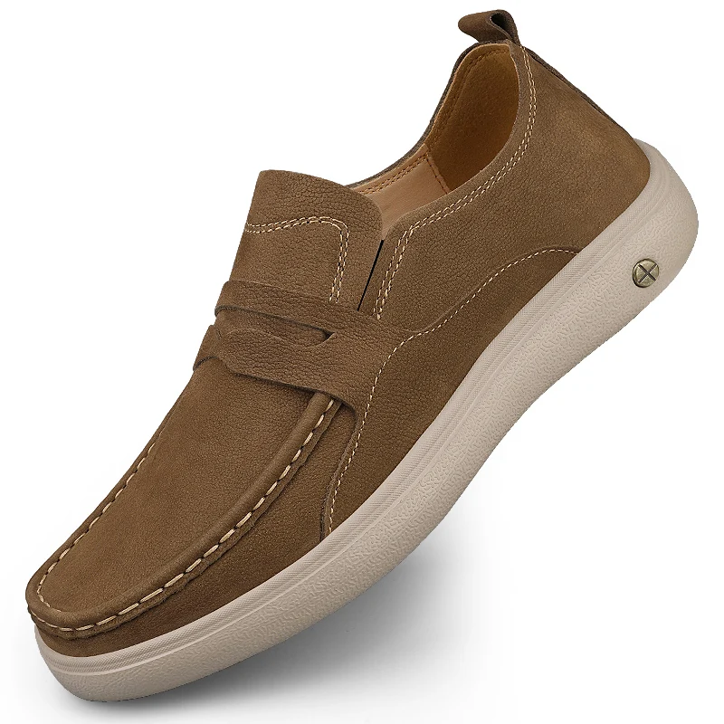 

Fashion Top Layer Cowhide Men Casual Loafers Quality Soft Soled Comfort Walking Shoes Luxury Brand Genuine Leather Business Shoe