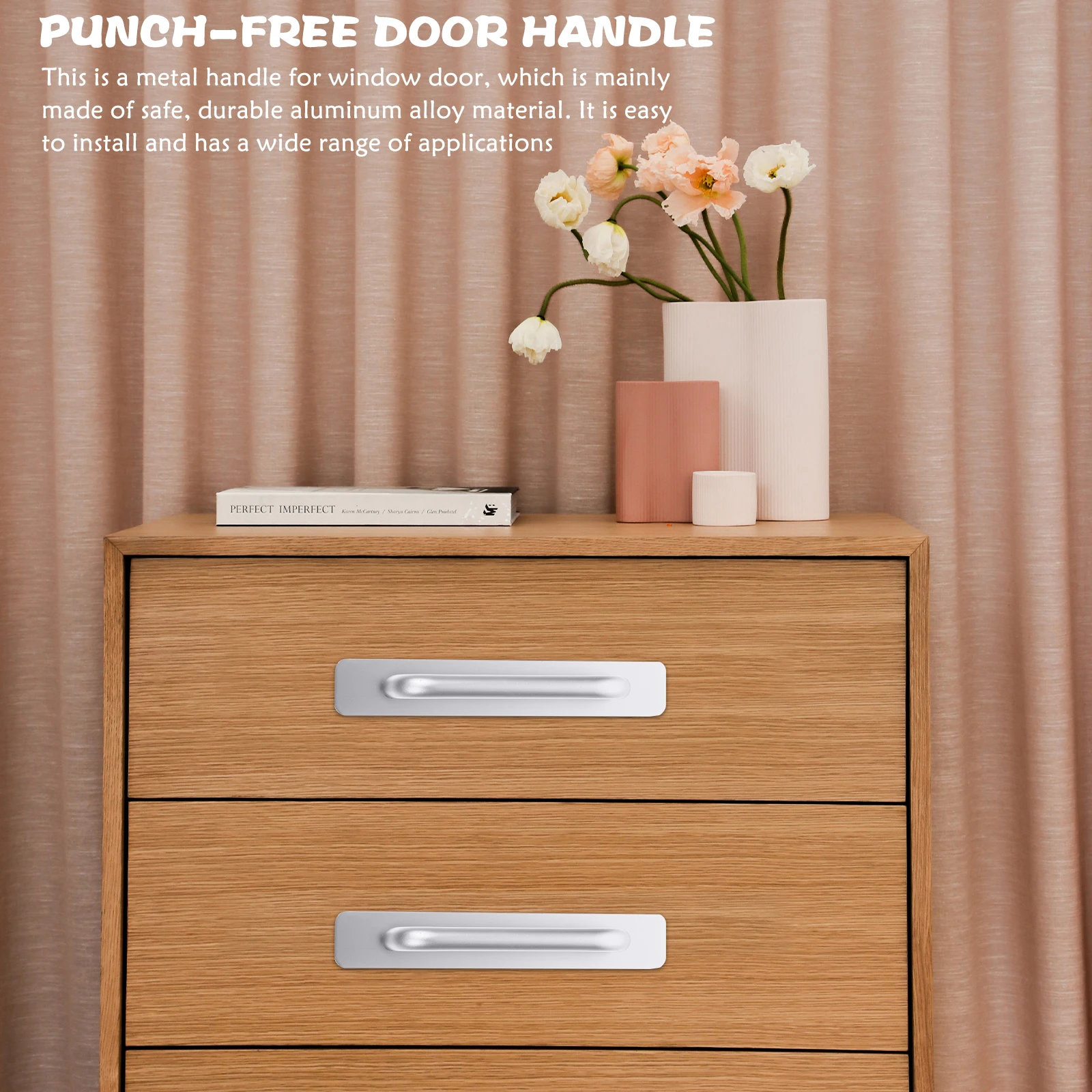 

2pcs Sliding Door Handle Cabinet niture Aluminum Alloy Pull Stick On Handle Adhesive Door Knob For Closet Drawer Windows Easy