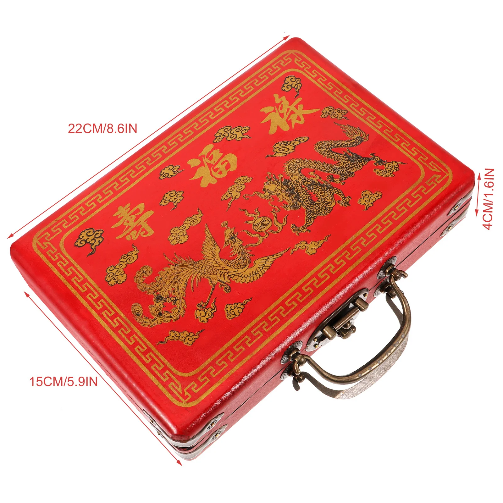 Houten Mahjong opbergdoos Vintage stijl rechthoekige draagtas Grote capaciteit Mahjong Set houder geschenkverpakking