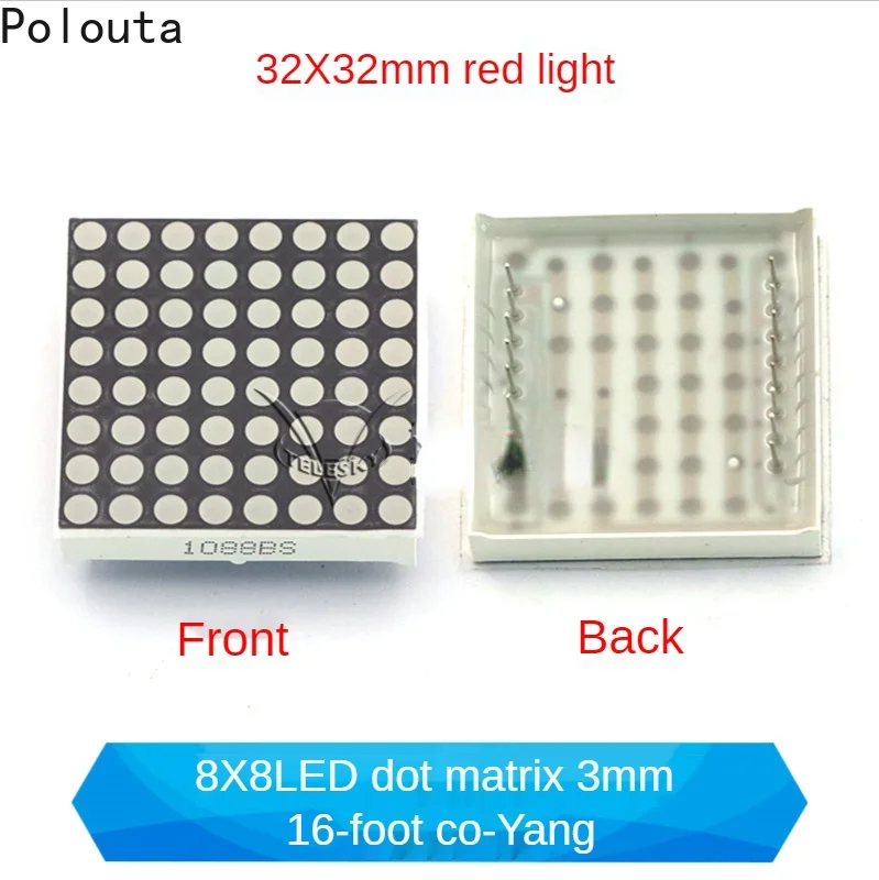 5 Pcs/Set 8*8 LED Dot Matrix Highlight 3.0mm Red Yellow Green Light Color 16/24 Feet 32x32mm Common Anode Electronic Component