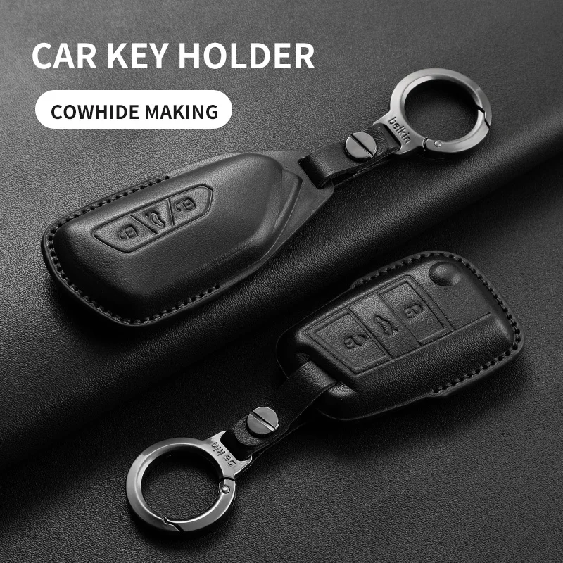 

Кожаный чехол для автомобильных ключей, брелок для Volkswagen VW Polo Golf7 MK7 Tiguan Passat B5 B6 B7 Golf4 5 6 MK6 Jetta Lavida Skoda