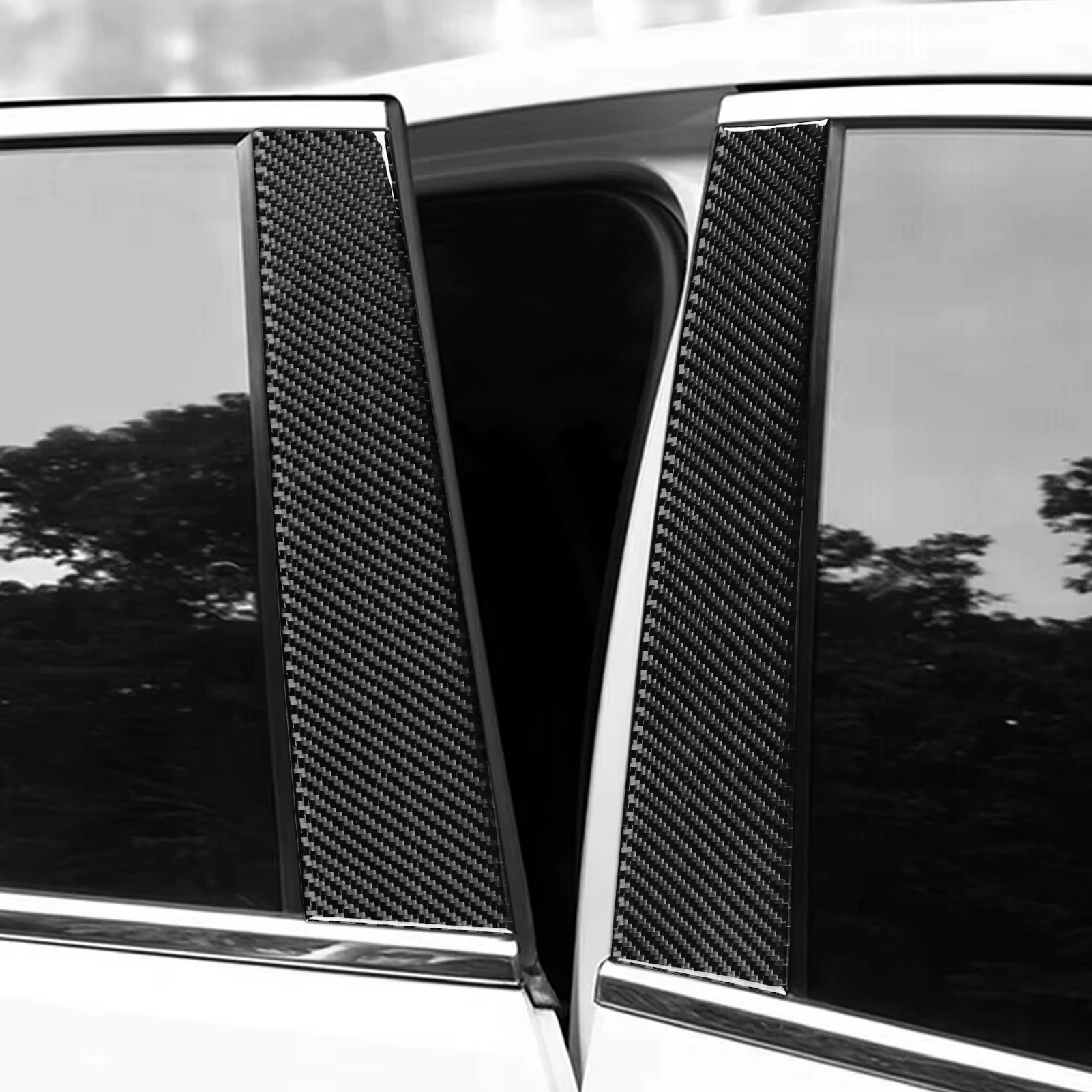 Real Carbon Fiber For Range Rover Evoque 2012-2018Car Window Door Column Center B Pillar Trim Car Sticker Interior Accessories