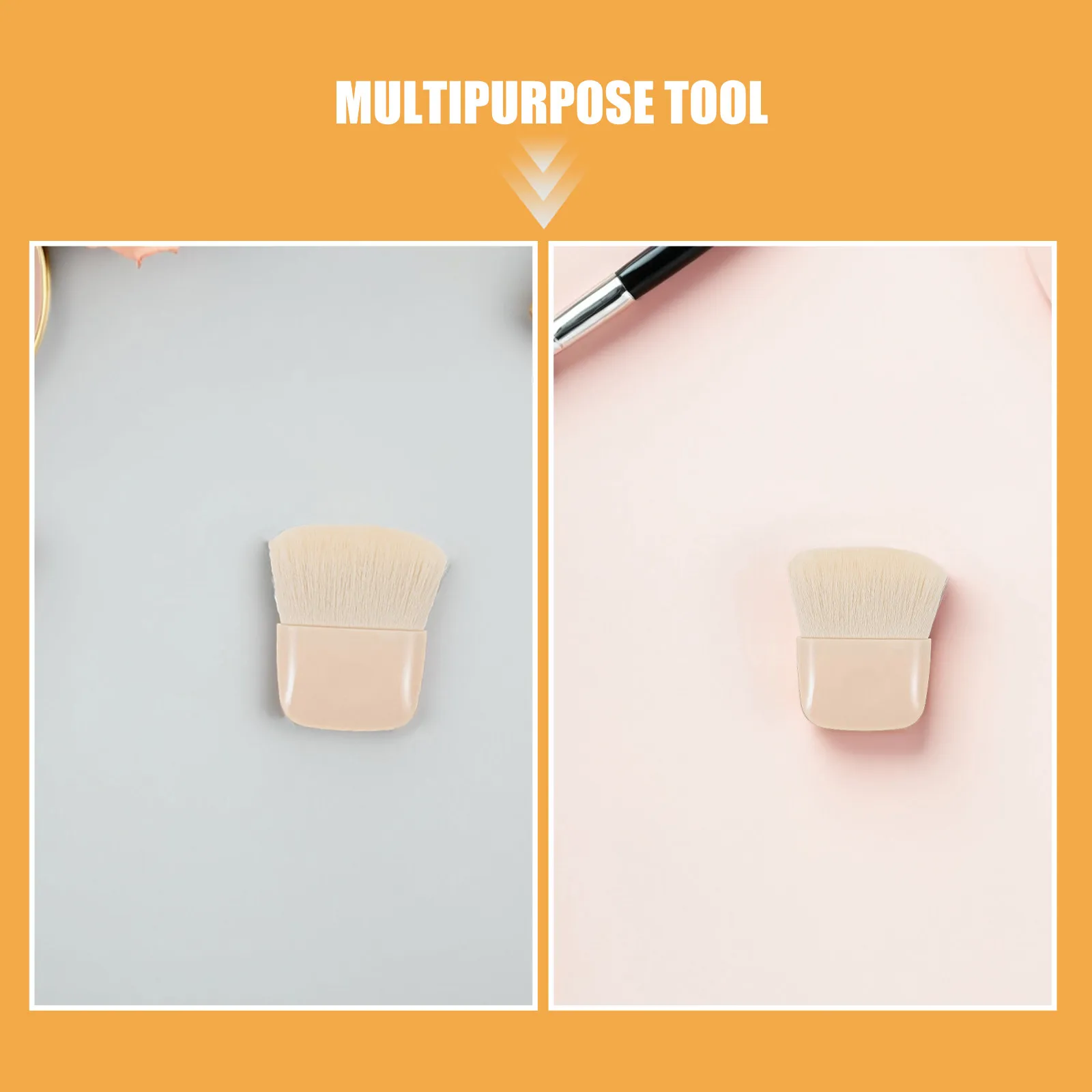 2Pcs Mini Makeup Brush Set Portable Travel Size Soft Face Brushes Flat Powder Blush Brush Multi Purpose Compact Makeup Brushes