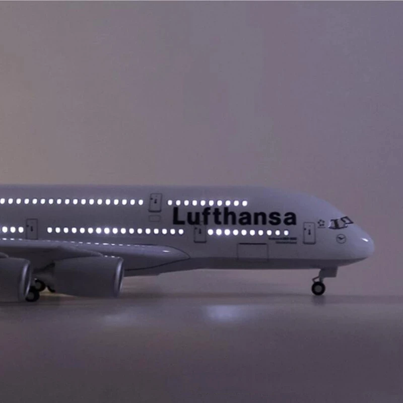 47CM A380 Lufthansa Airlines Model Plane 1:160 Diecast Airplanes Model Airplane with Lights and Wheel Aircraft Model for gift