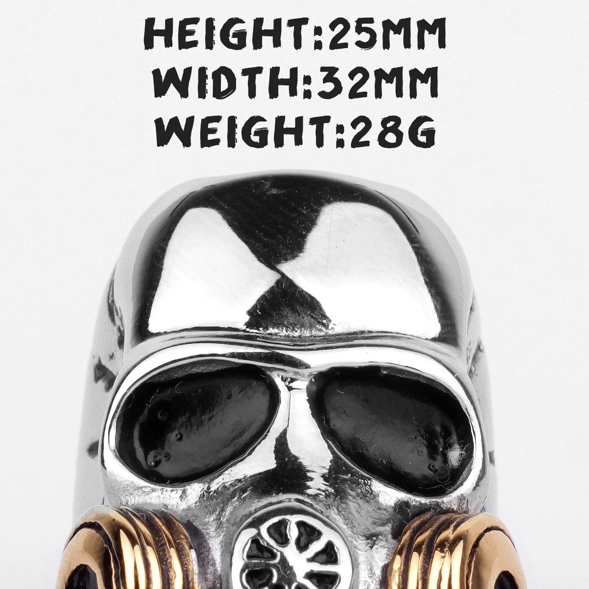 Stainless Steel Men Rings Punk Gothic Amulet Medical Gas Mask Ph.D Chemistry Doctor for Male Boy Jewelry Creativity Gift