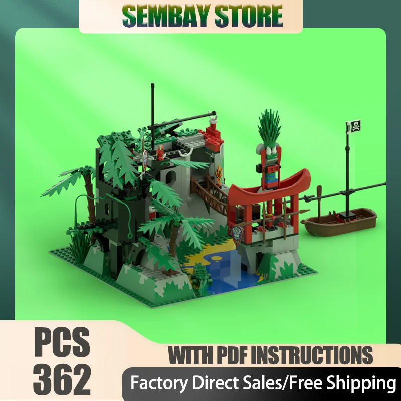 Pirate Fortress Model Moc Building Bricks Modular Jungle Sanctuary Model Technology Blocks Christmas DIY Toy Construction Gifts