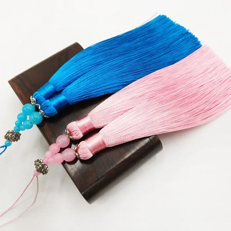 Tassel Polyester Silk Tassels With Jade Beads Crafts Gift Jewelry Making Home Decor Pendant Embellish Fringe Curtain Accessories