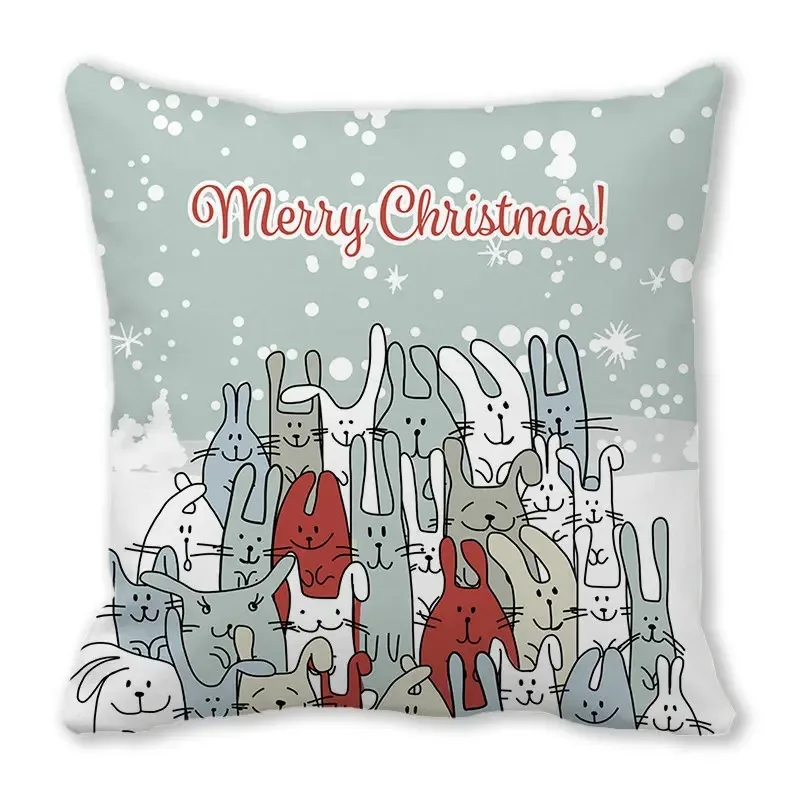 2024 Merry Christmas Pillowcase 40x40cm Winter Farmhouse Home Decor Cushion Cover Red Pickup Truck Cartoon Pillowcase