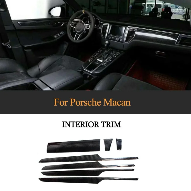 For Porsche Macan 2014 2015 2016 Moulding Trim Cover RHD Only Carbon Fiber Car Interior Trim Decorative Sticker