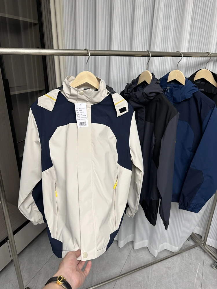 Tech Windproof Waterproof Men's Casual Outdoor Hooded Jaet Autumn Winter Loose Fit Color Blo Polyester Youth Faion