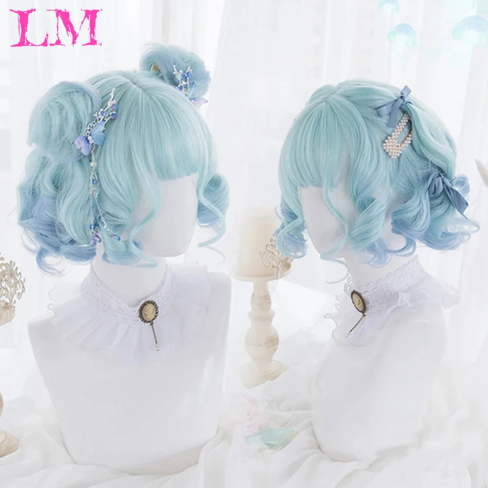 Blue Ombre Short Bob Body Wave Synthetic Wigs For Women Natur synthet Blonde Cosplay Synthet Natural Hair Lolita Pelucas парик