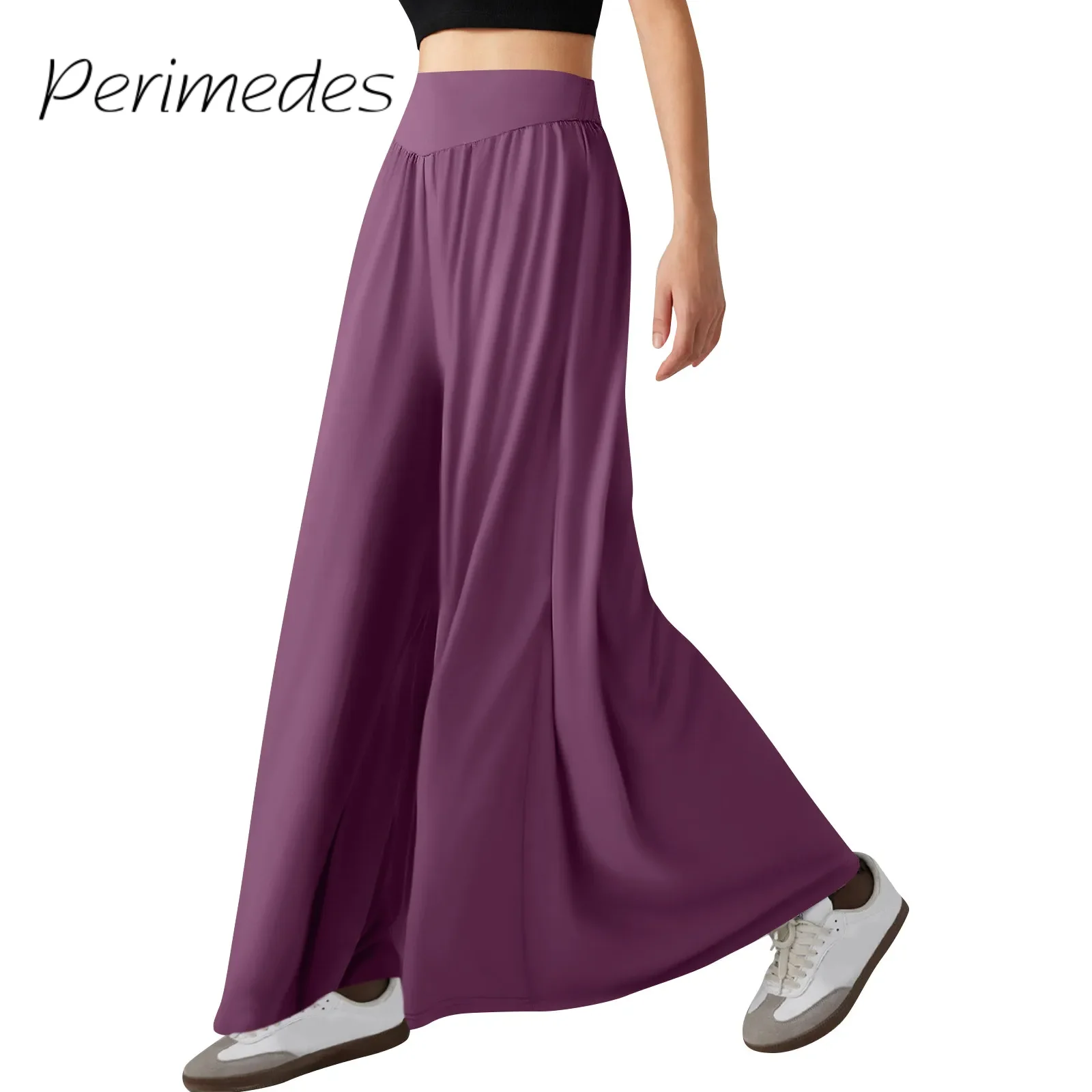 

Pantalones Women'S Trousers Elastic Waist Minimalist Style Wide Leg Pants Draped Temperament Stylish Summer New Casual Pants