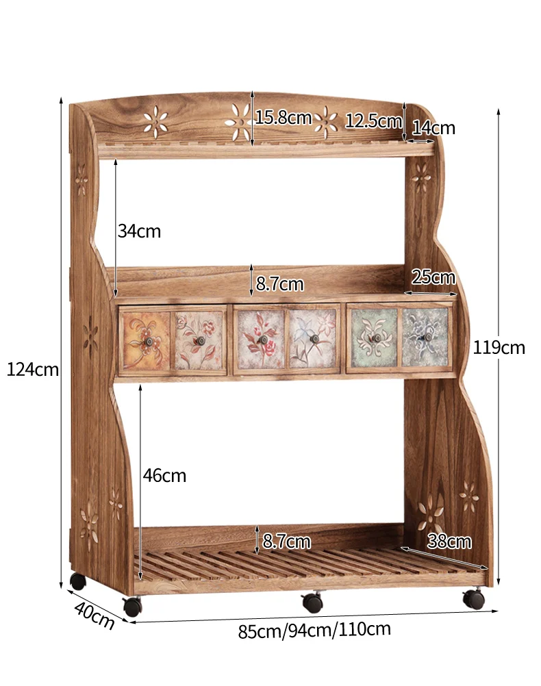 Balcony flower stand Shelf Living room floor-to-ceiling succulent stand with wheels movable solid wood flower pot ladder stand P