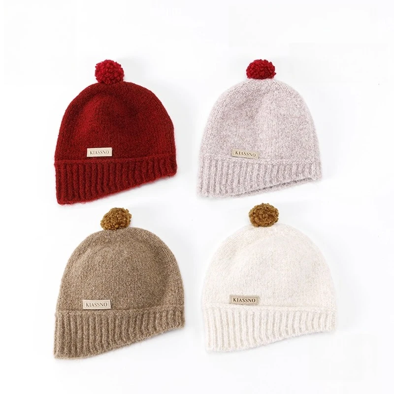 

Шерстяная шапка для малышей 2–6 8 лет, плюшевая шапка, однотонная защита ушей, теплая стильная детская ветрозащитная вязаная шапка-пуловер из пряжи