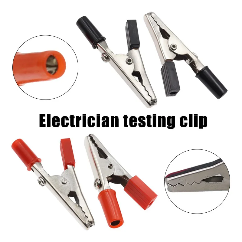 

Handle Test Probe Metal Connector Socket Battery Plug Electirc Testing Alligator Clips Crocodile Wire Clip Plastic Handle