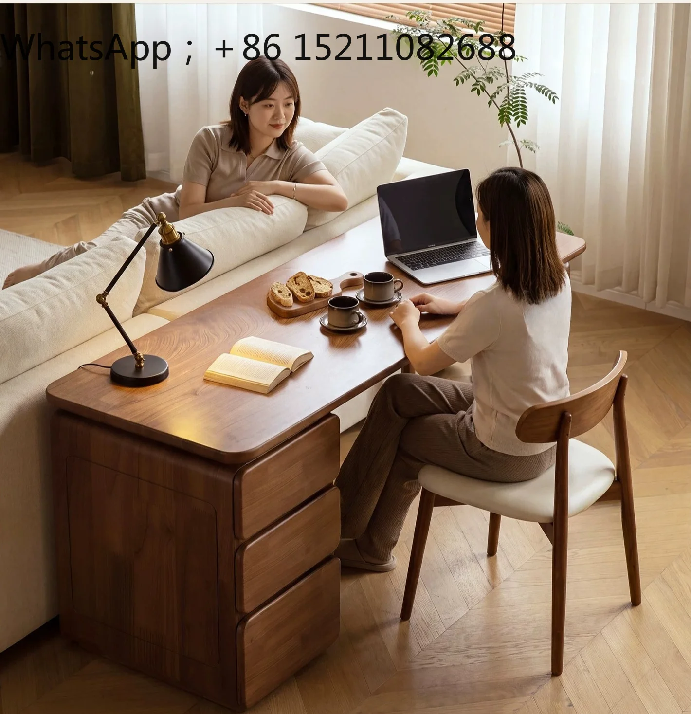 SCY All-Solid Wood Writing Desk, Computer Desk, Home Study Desk, Bookshelf Integrated with Drawers, Bedroom Study Office Desk
