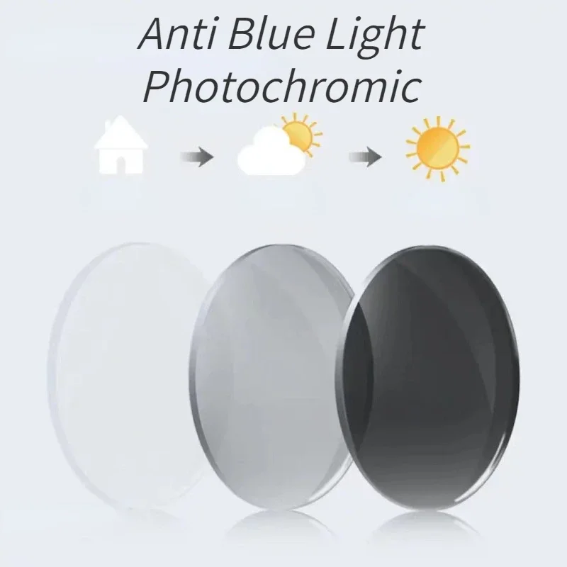 Anti Blue Light Photochromic Lens 1.56 1.61 CR-39 Glasses Lenses Myopia Photosensitive Lenses