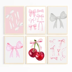 Trendy Girly Pink Bow Ribbon Nursery Cowgirl Art Poster Canvas Painting Wall Prints Picture for Living Room Home Decor