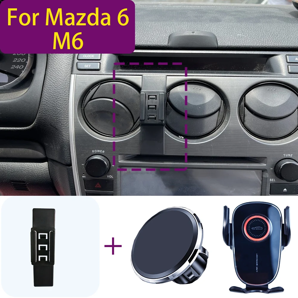 For Mazda 6 M6 2004 2005 2006-2015 Magnetic Car Phone Holder Magnet Mount Wireless Charging Phone Stand Customized Bracket Base