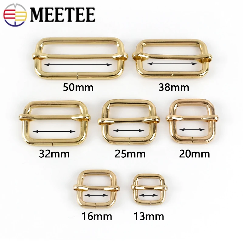 5Pcs Meetee 13-50mm Metal Belt Buckle Backpack Belts Roller Adjuster Clasp Webbing Tri-Glide Slider Hook Bag Hardware Accessory