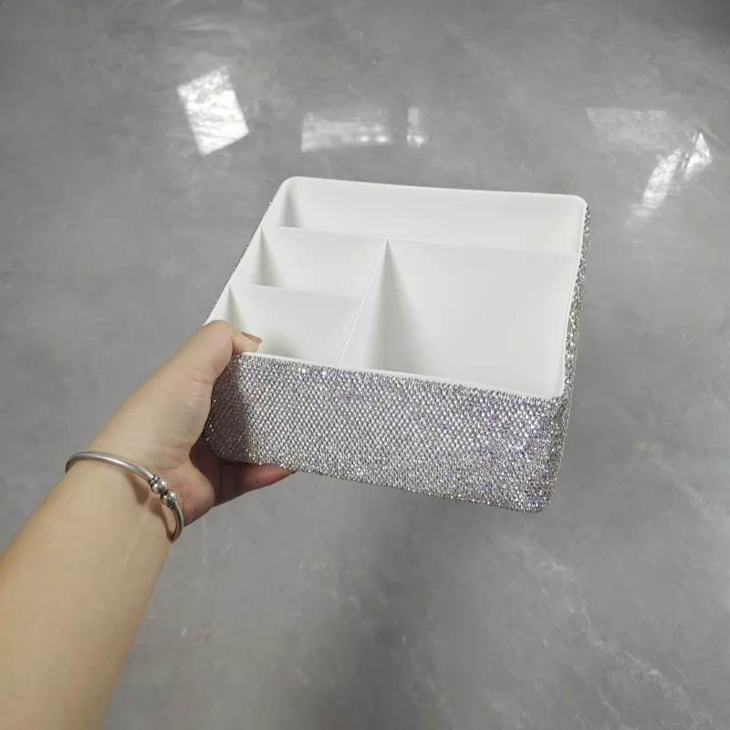 High appearance level plastic debris storage box artificial diamond tabletop kitchen living room bedroom cosmetic storage box