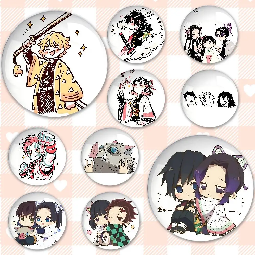 Niedliche Anime D-Demons-S-Slayers Abzeichen Weißblech Soft Button Pin Brosche Metall Abzeichen Benutzerdefinierte Schmuck Zubehör Hut Tasche Revers