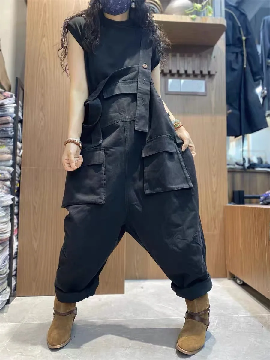 Salopette di jeans da donna vintage casual Multicolor Grandi pantaloni di cotone a vita alta Pantaloni da donna All-Match Faionable