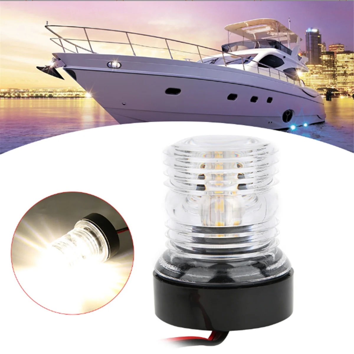 

#43E Automotive Parts & Accessories,12-24V LED Navigation Light for Yacht/Boats 360° Stern Light,ABS