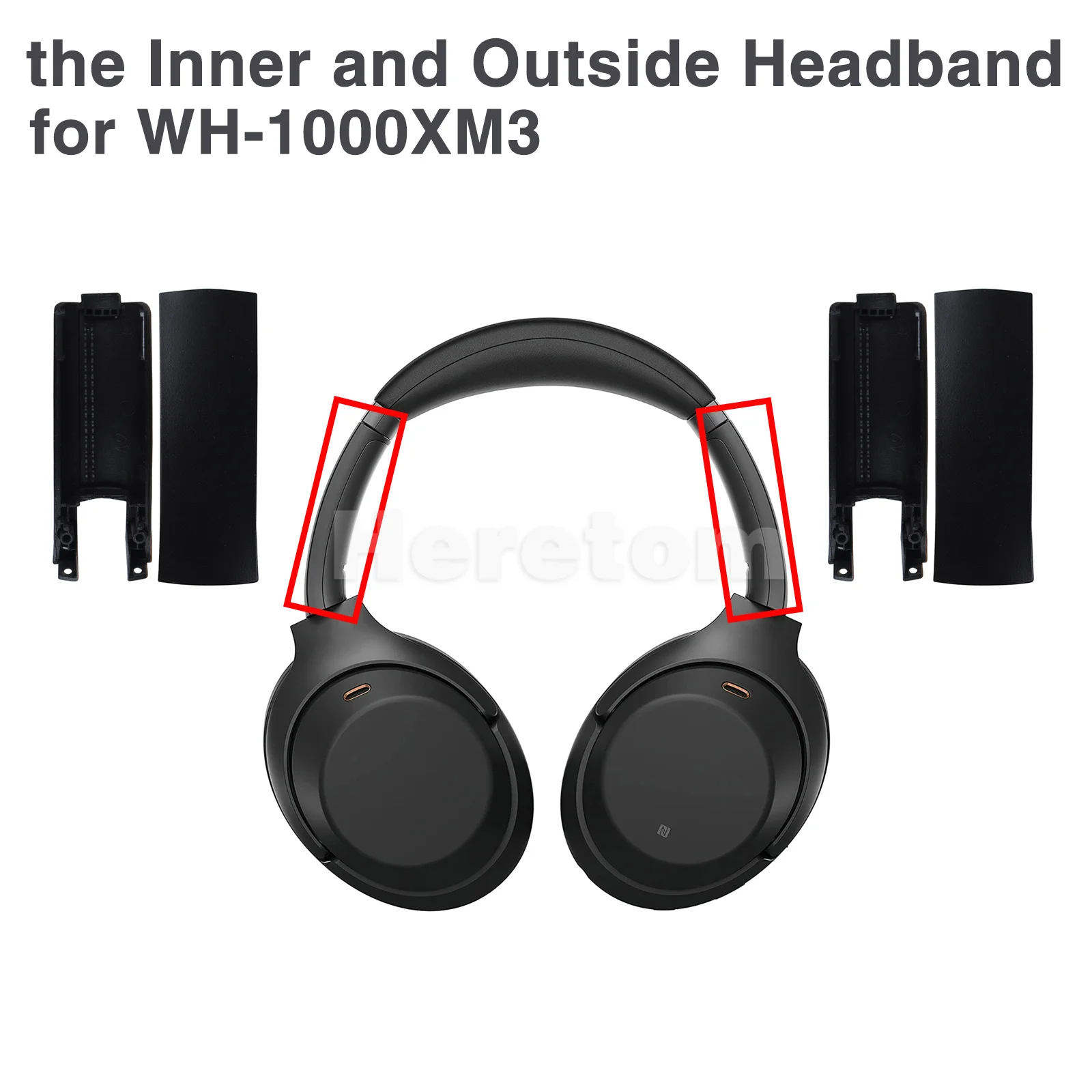 2PCS Replacement Headband Inner + Outside Cover For WH-1000XM3 Headphone Black /Silver