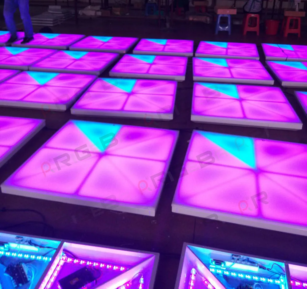 High Quality 1x1m  Led Dance Floor RGB Dance Tiles Panels DMX Portable Glass Disco Night Club Floor view 5