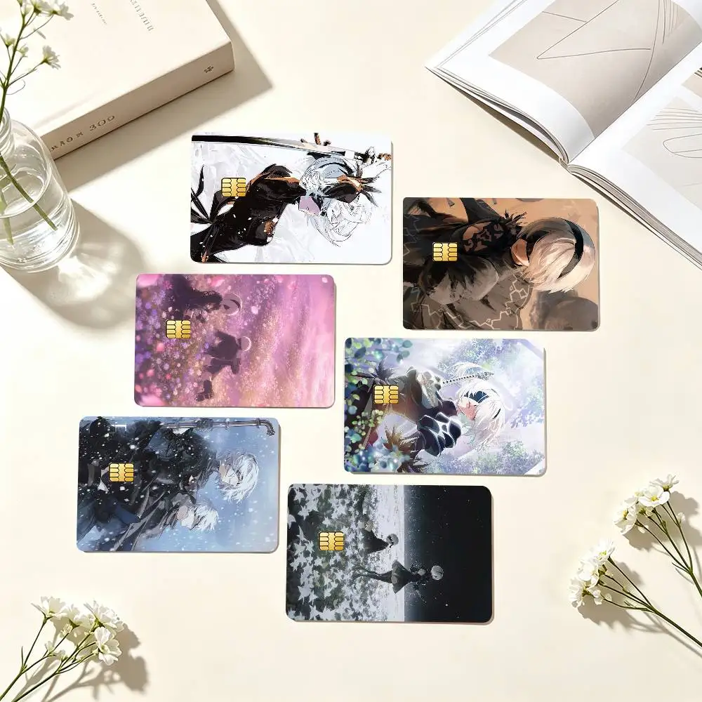 N-NieR Automata YoRHa 2B  Credit Card HD Stickers Small Chip Waterproof Sticker Game Card Decal Gift